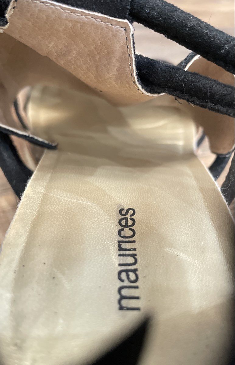 Maurices Black Strappy Gladiator Wedge Platform Sandals Women's Size 9.5M