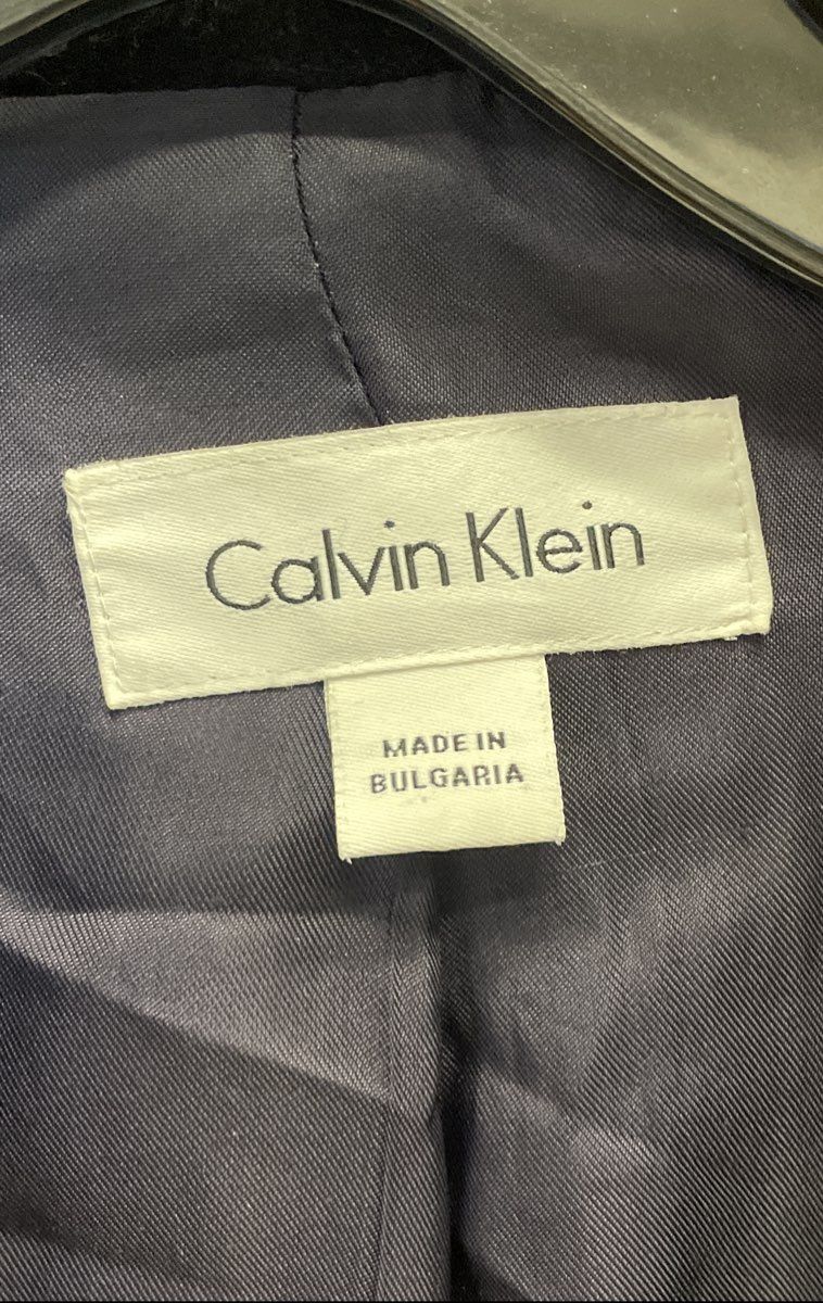 Calvin Klein Women's Black Oversized Collar Wool Blend Peacoat Jacket Sz 10