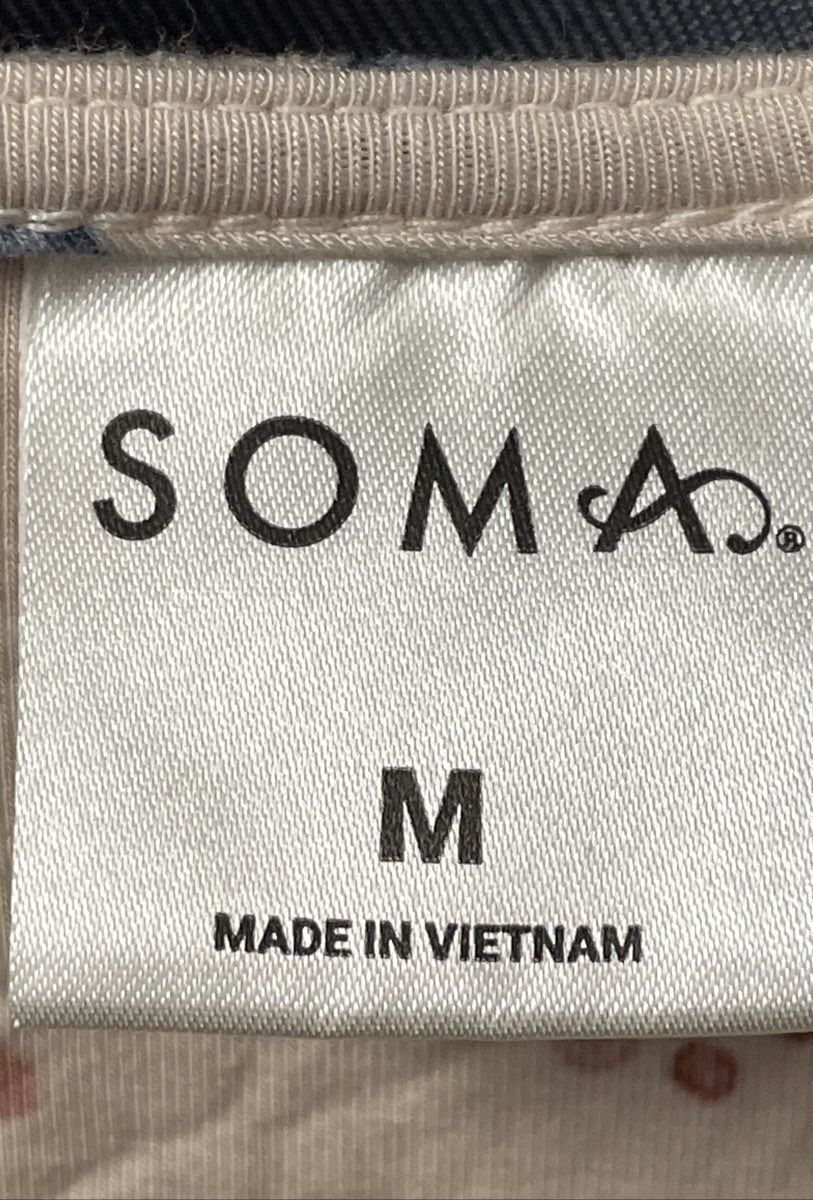 Soma Women's Cream Polka Dot Short Sleeve Nightgown Sleep Shirt Size M