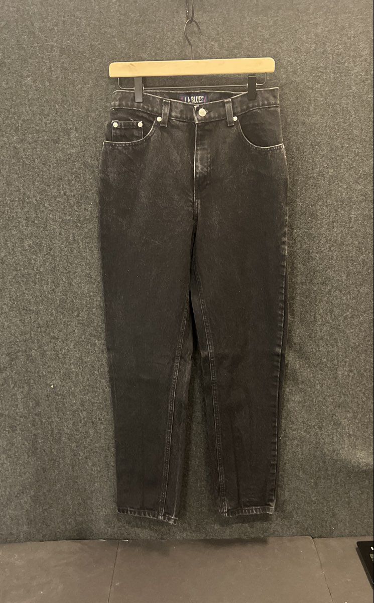 Vintage 90s L.A. Blues Women's High Rise Tapered Black Acid Wash Jeans Sz 10