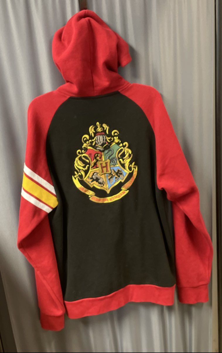 Universal Studios Harry Potter Burgundy Hogwarts Crest Zip Up Hoodie Sz XL