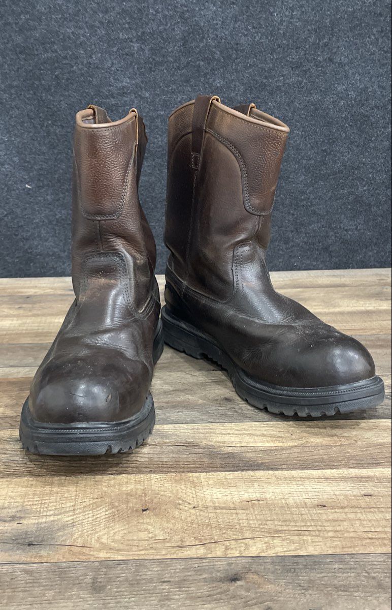 Herman Survivors Brown Leather Pull-On Wellington Work Boots Men's Size 12
