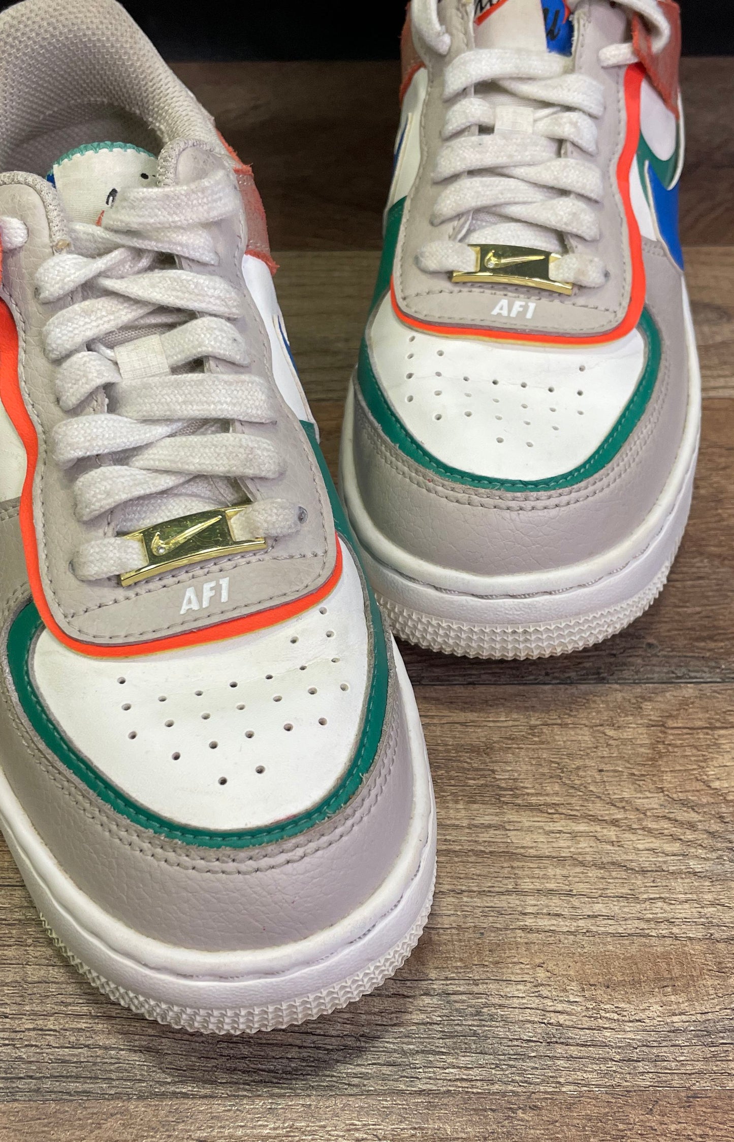Nike Air Force 1 Shadow Multicolor Grey Blue Green Women's Sneakers Size 6