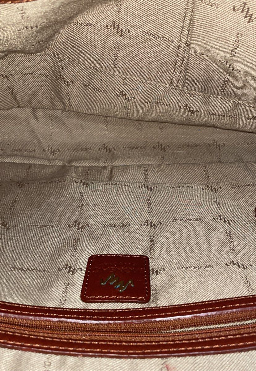Vintage Monsac Brown Leather Large Tote Shoulder Bag
