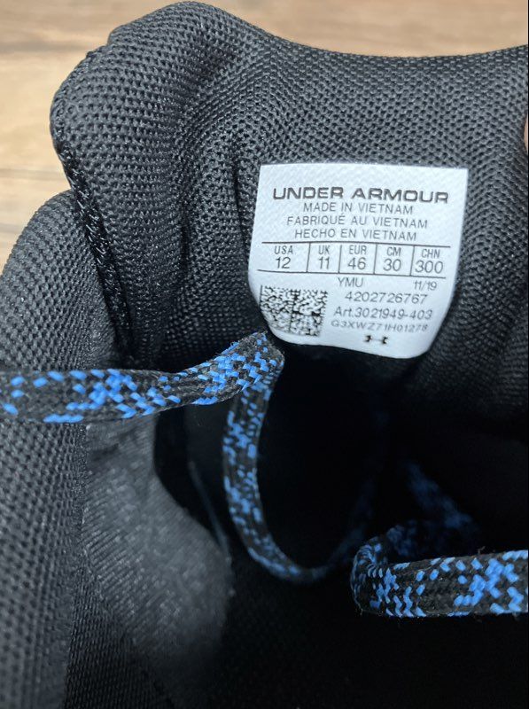 Under Armour Charged Rogue Blue Black Men's Running Shoes Size 12