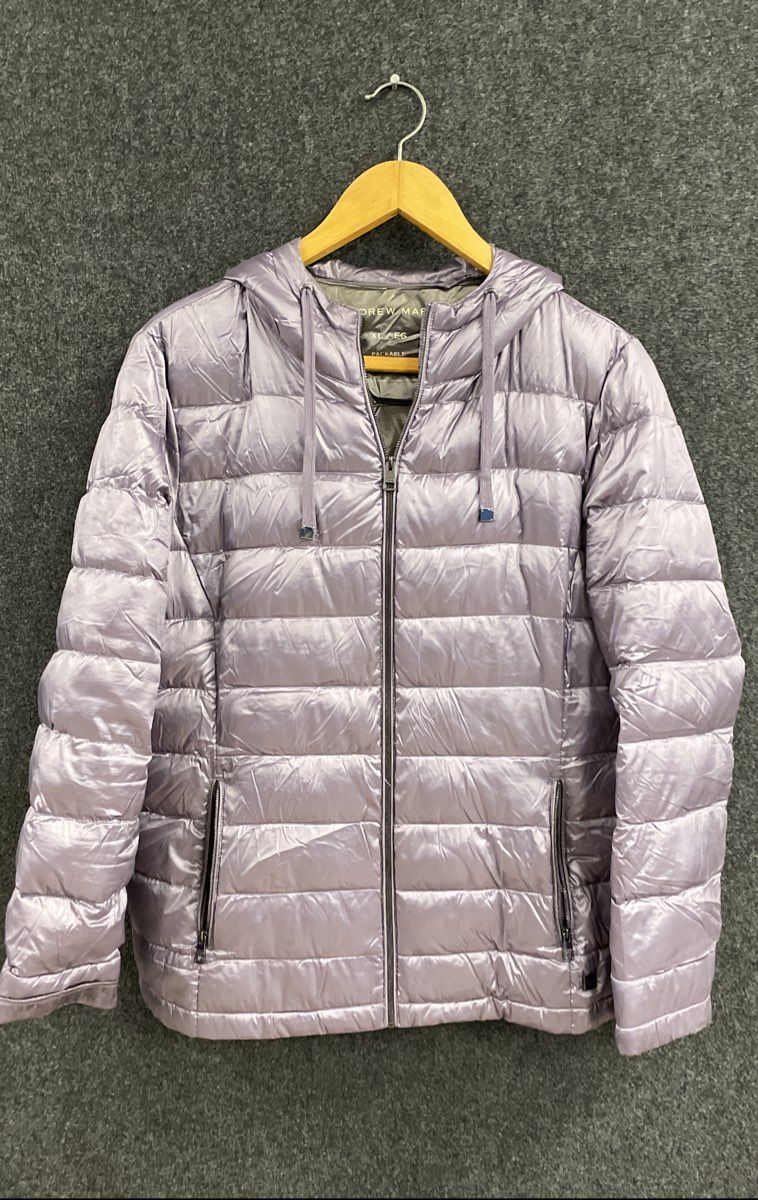 Andrew Marc Women's Packable Lightweight Premium Down Puffer Hooded Jacket XL