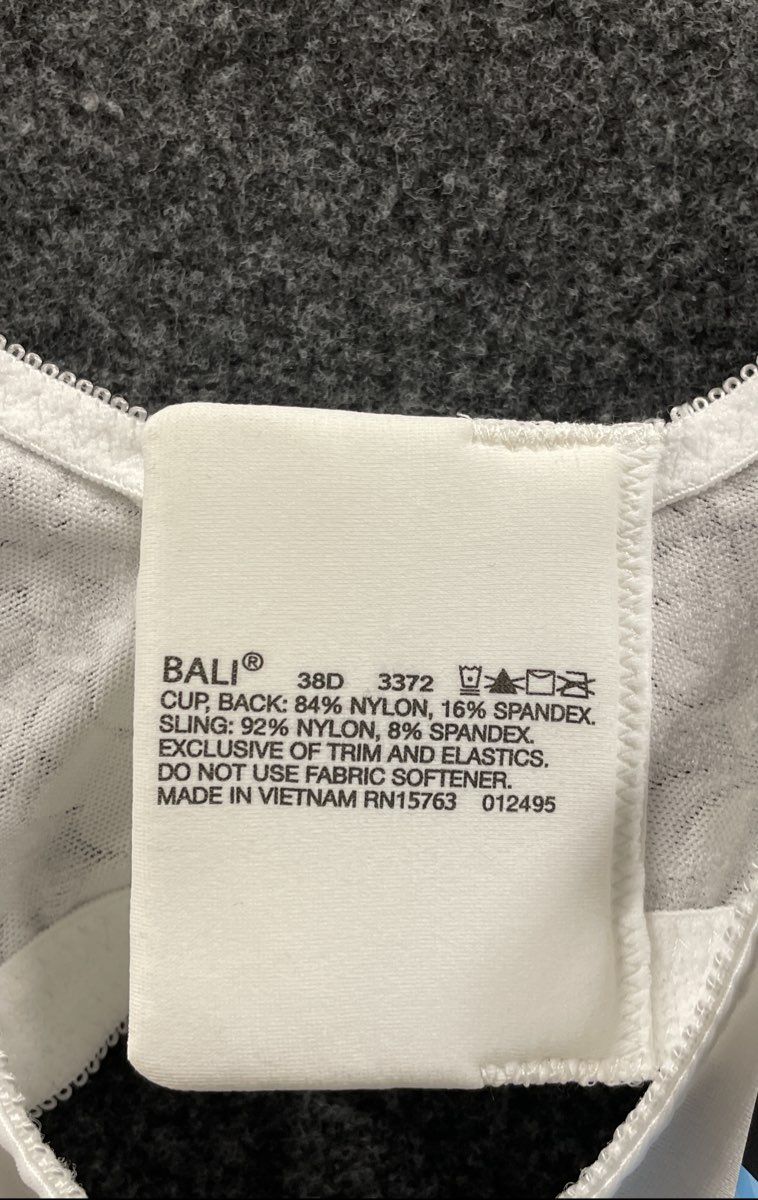 Bali Women's White Classic Support Wireless Bra Floral Jacquard 3372 NWT Sz 38D