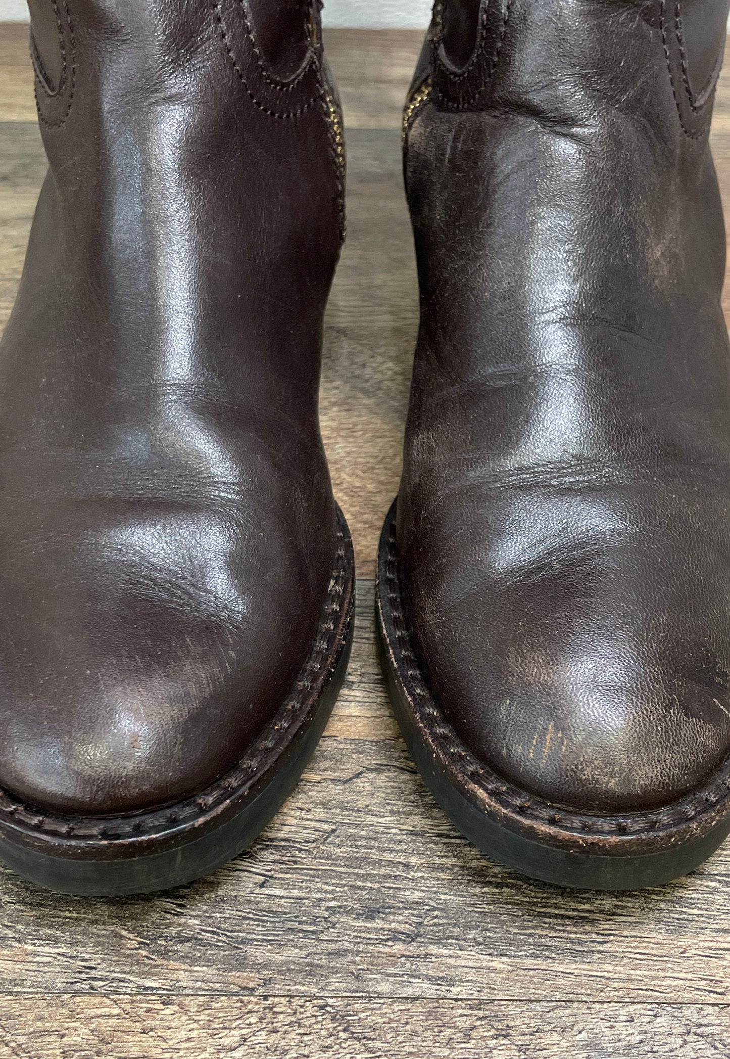 Coach Eva Extended Calf Brown Leather Knee High Riding Boots Size 6B
