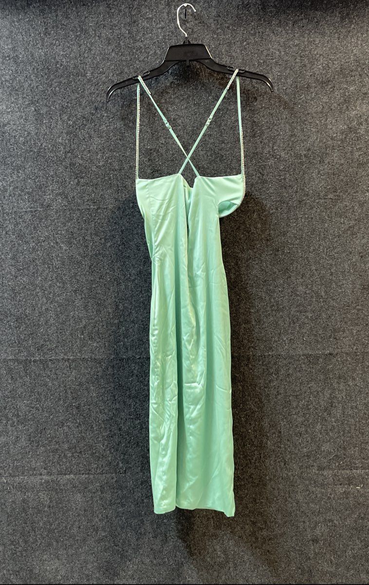 Oh Polly Women's Mint Satin Rhinestone Underwire Midi Dress Sz 6 US 2 NWT