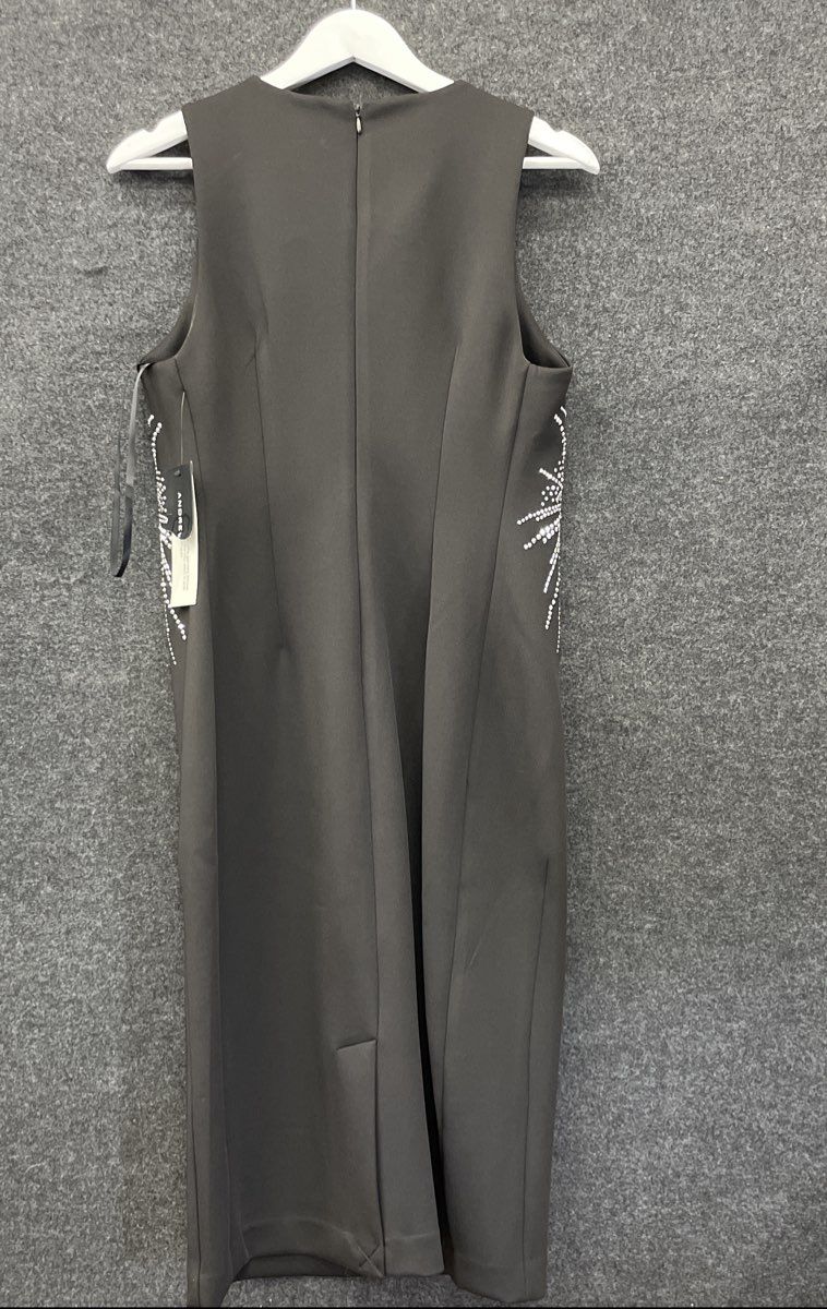 Andrew Marc Women's Black Beaded Sleeveless Round Neck Sheath Dress NWT Sz 12