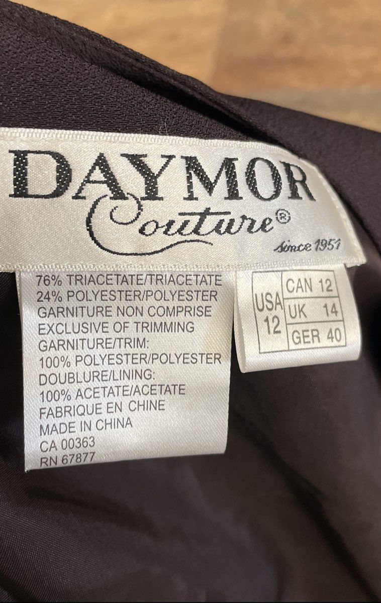 Daymor Women's Brown Beaded Ruffle Jacket & Dress Evening Set NWT Sz 12