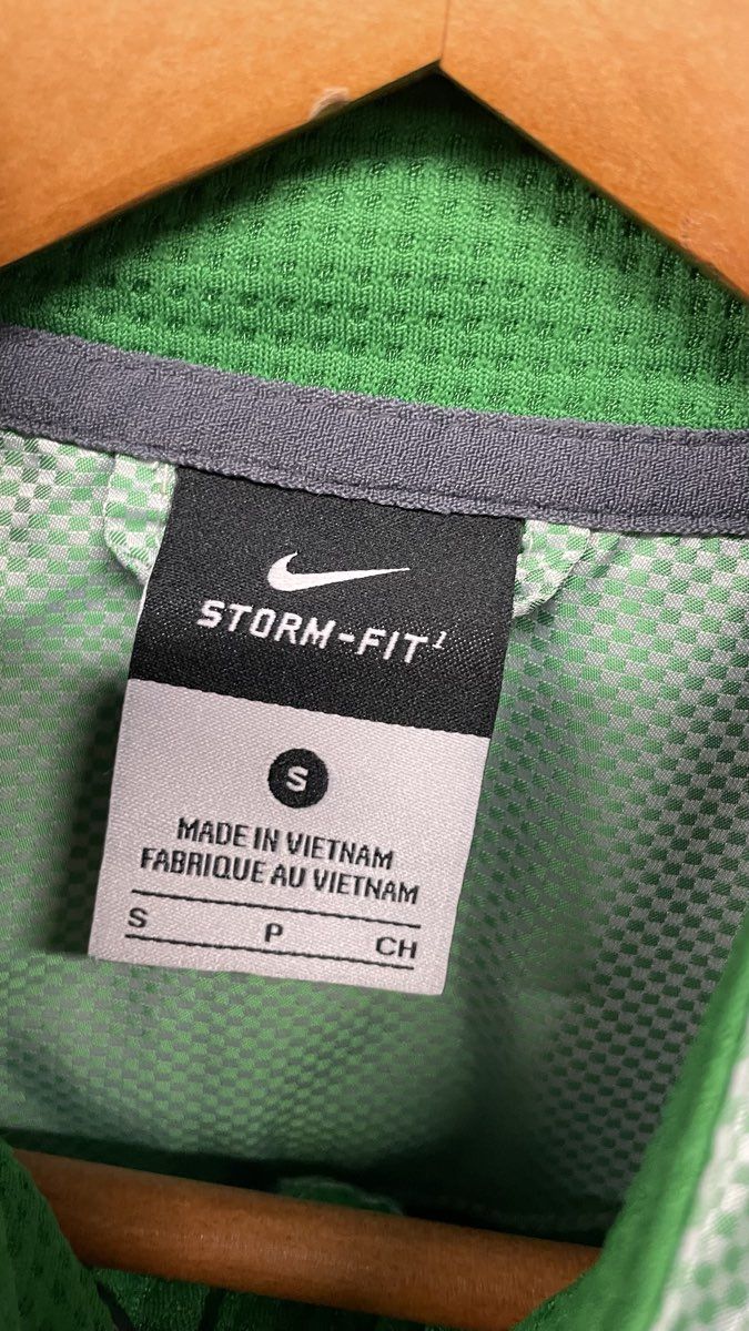 Nike Women's Storm-Fit 2 Hooded Running Jacket Green Checkered Sz S