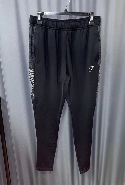 Gymshark Men's Black White Graphic Stripe Training Jogger Sweatpants Sz M