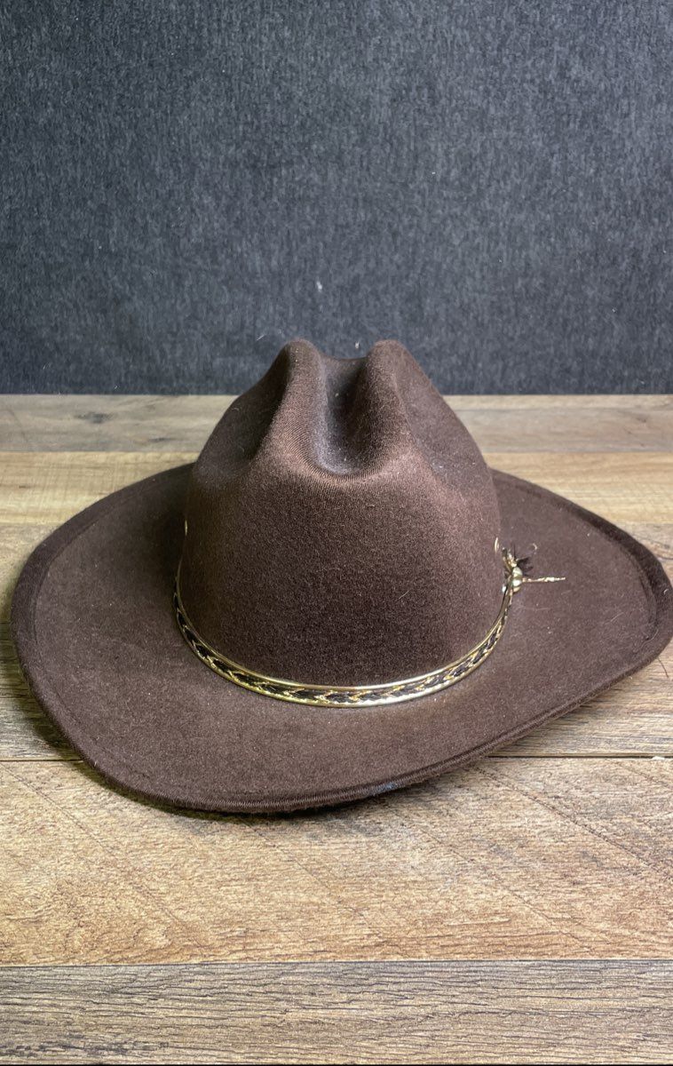 Western Express Men's Dark Brown Faux Felt Cattleman Crease Cowboy Hat