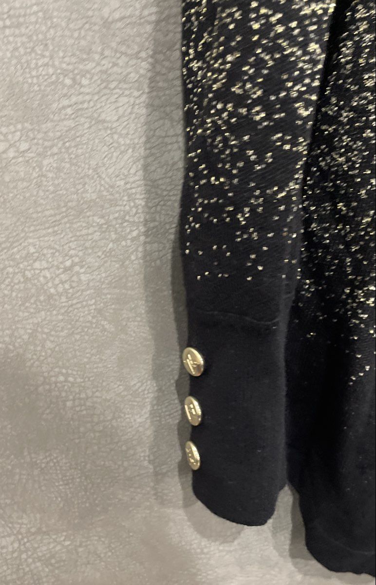 Adrienne Vittadini Women's Black Gold Metallic Ombre Sparkly Sweater Sz M