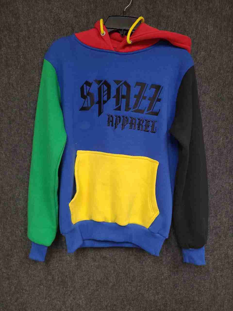 Spazz Apparel Men's Colorblock Pullover Hoodie Multi-Color Gothic Logo Sz XS