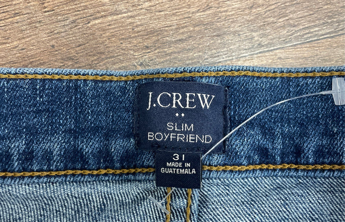 J. Crew Women's Blue Slim Boyfriend Jeans Re-imagined Distressed Sz 31 NWT