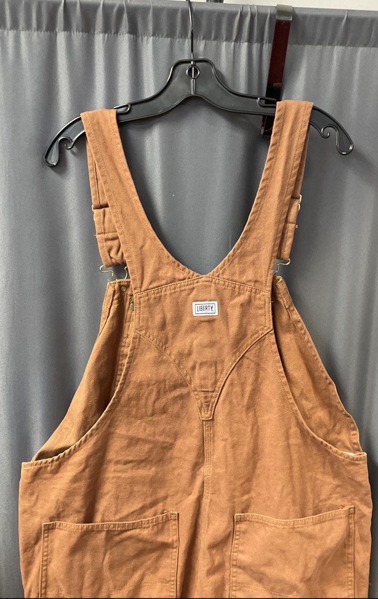 Liberty Duck Cotton Bib Overalls Brown Workwear Carpenter Sz 42x32