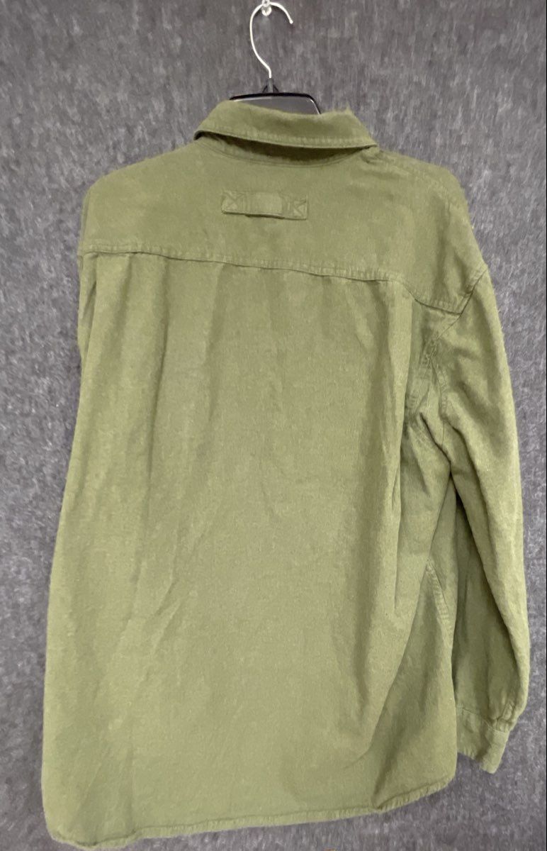 Duluth Trading Co Olive Green Cotton Long Sleeve Button Down Shirt Sz XL