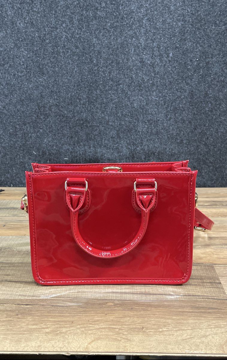 J.Crew Red Patent Leather Mini Satchel Crossbody Bag Gold Hardware
