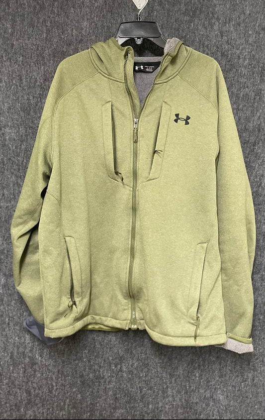 Under Armour Men's Olive Green ColdGear Textured Full Zip Fleece Hoodie Sz XL