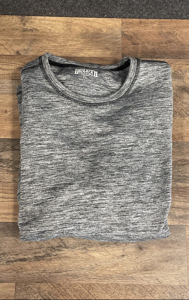 Duluth Trading Co. Men's Grey Space Dye Long Sleeve Performance Shirt Sz 2XL