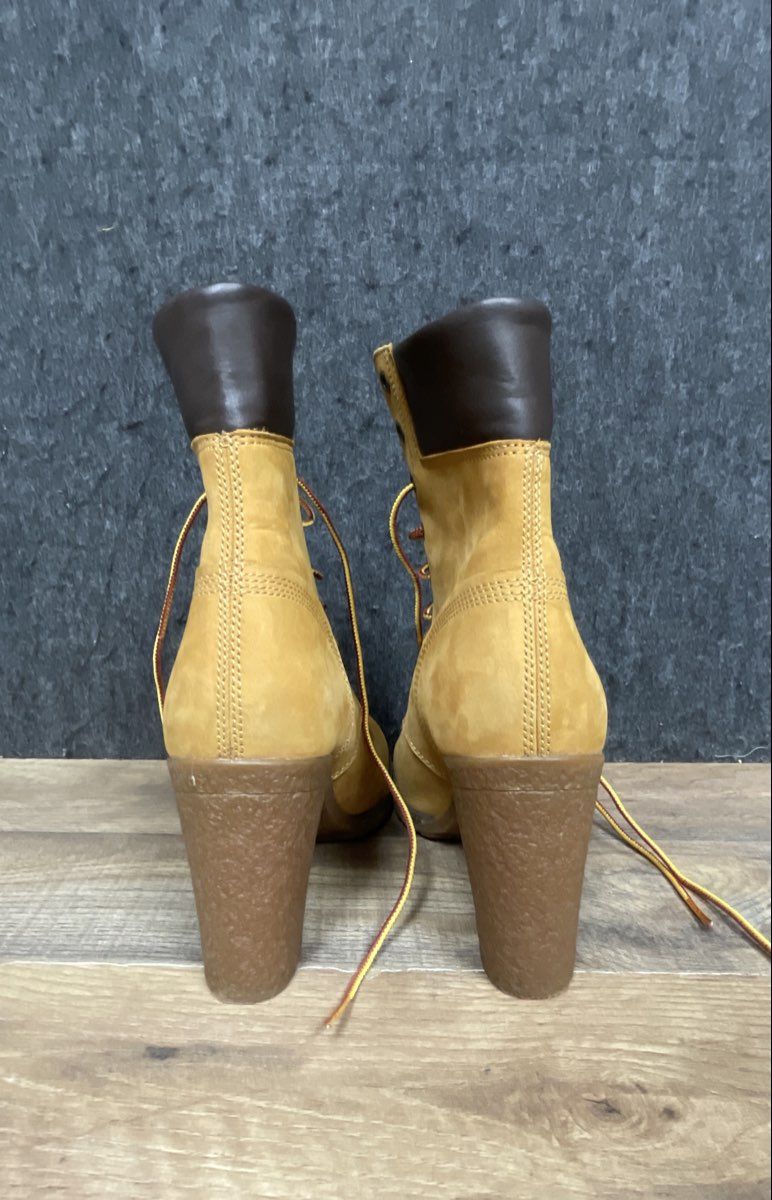 Timberland Glancy 6 Inch Heeled Boot Wheat Nubuck Women's Size 8.5