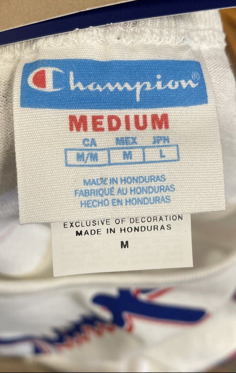 Champion Men's Heritage Allover Logo Print AOP T-shirt White NWT Size M