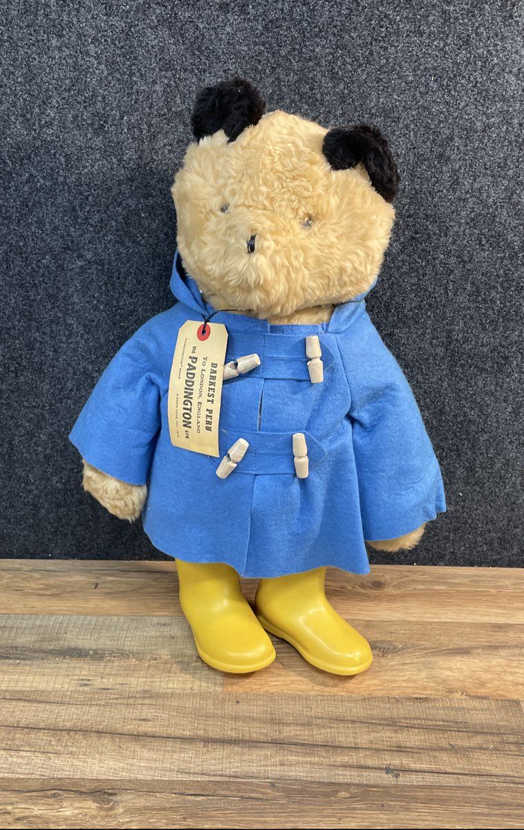 Vintage 1975 Eden Toys Paddington Bear Plush Duffle Coat Yellow Boots w/ Tag