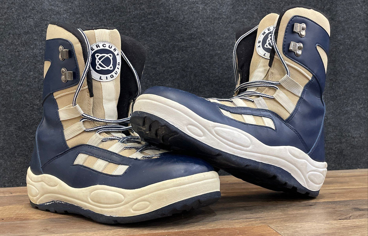 Vintage 90s Liquid Mercury Tan Blue Snowboots Size 10