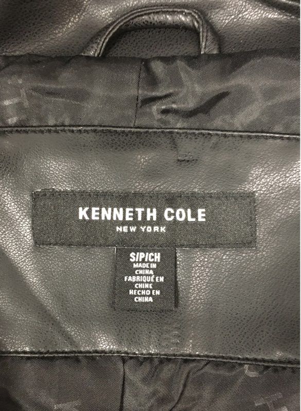 Kenneth Cole New York Women's Faux Leather Moto Jacket Black Belted NWT Sz S