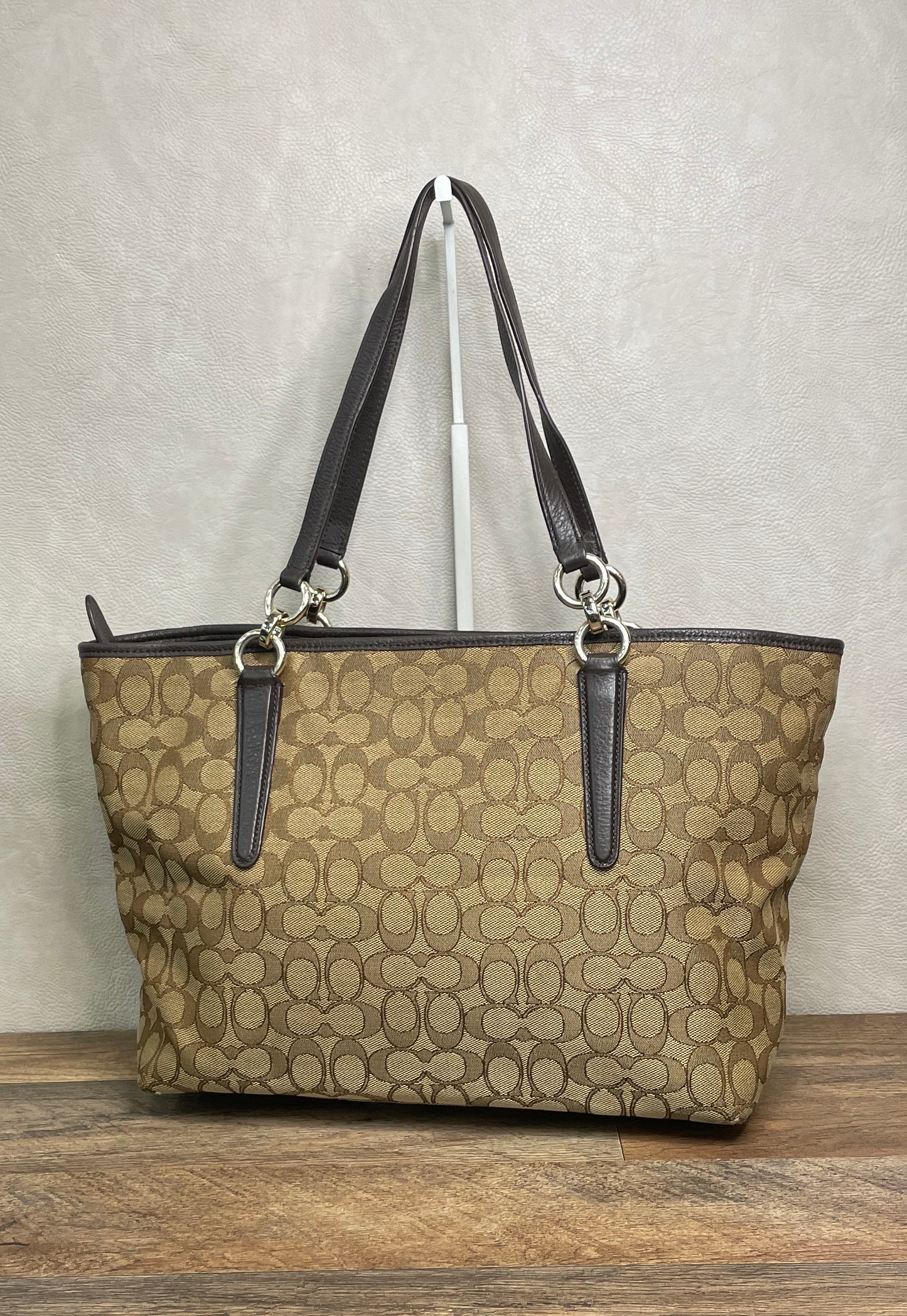 Coach Khaki Brown Signature Canvas 34151 Tote Bag Shoulder Bag