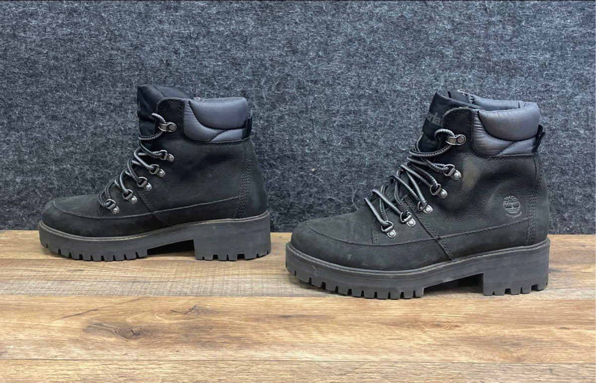 Timberland Sky 6-Inch Black Nubuck Leather Lace Up Boots Women's Size 7