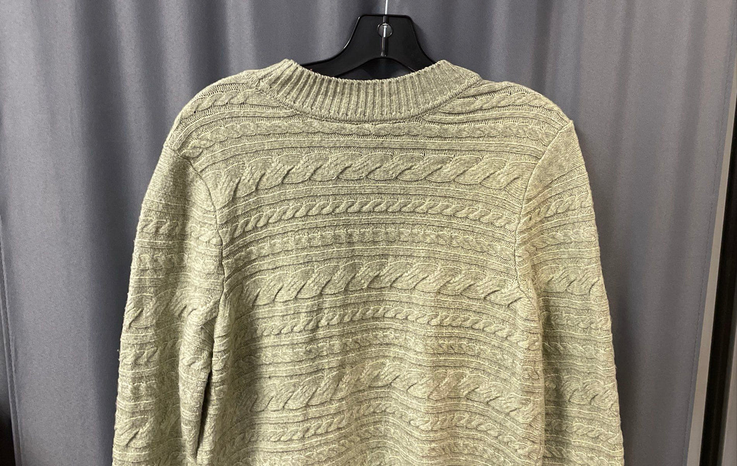 Soft Surroundings Women's Sage Green Cable-Knit Cotton Blend Sweater Sz L
