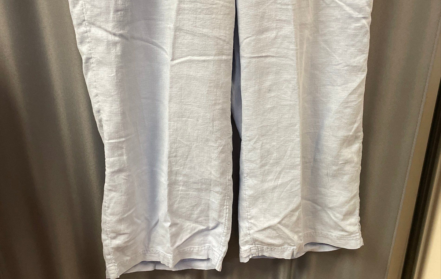 Purejill Women's Blue Linen Tencel Blend Wide Leg Crop Pants Sz MP