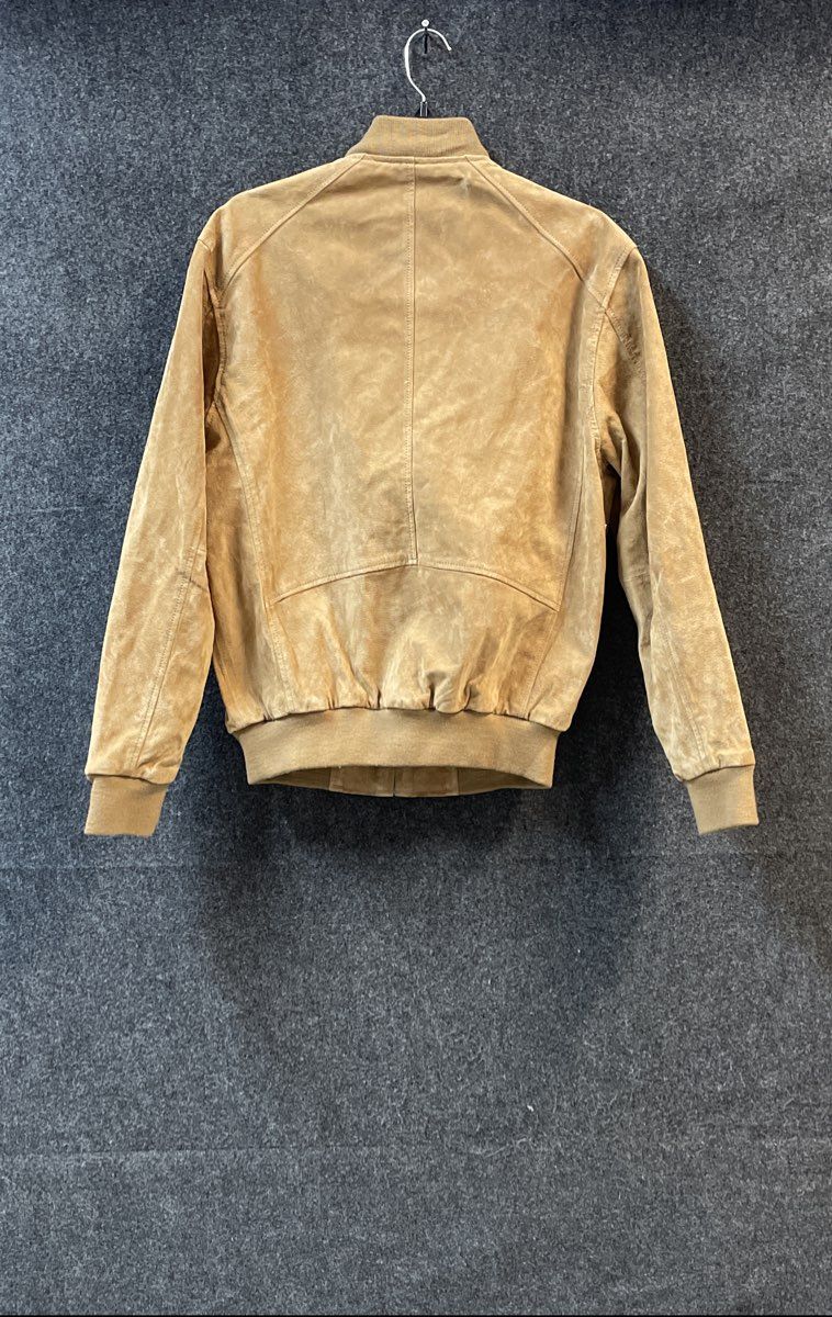 FLAVOR Men's Brown Pig Leather Suede Bomber Jacket Air Force Style Sz S