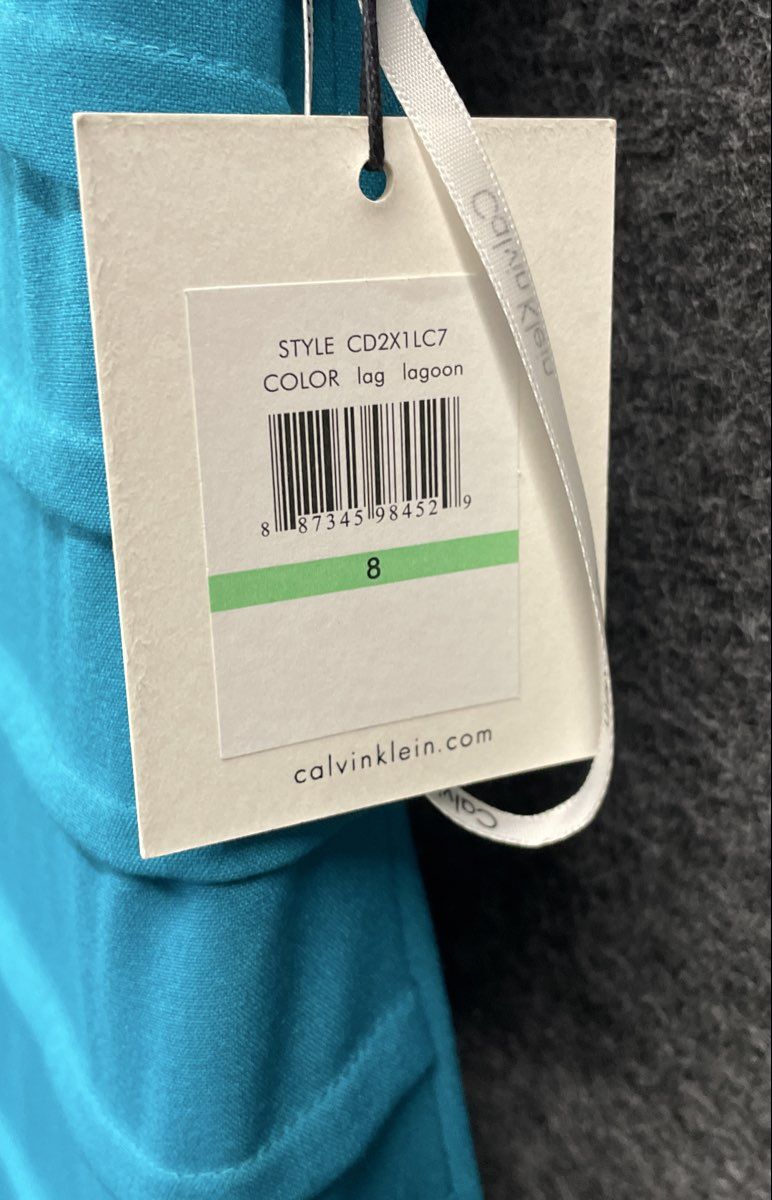 Calvin Klein Women's Starburst Pleat Sheath Dress Lagoon Blue NWT Size 8