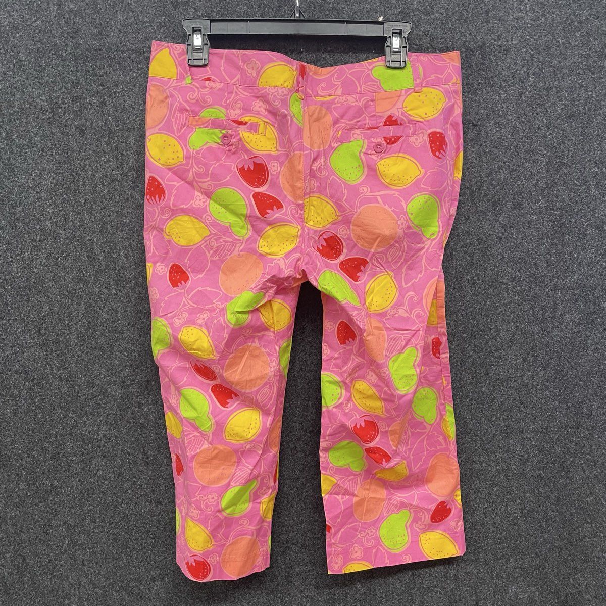 Lilly Pulitzer Women's Pink Fruit Print Pants Citrus Strawberry Pear Size 8
