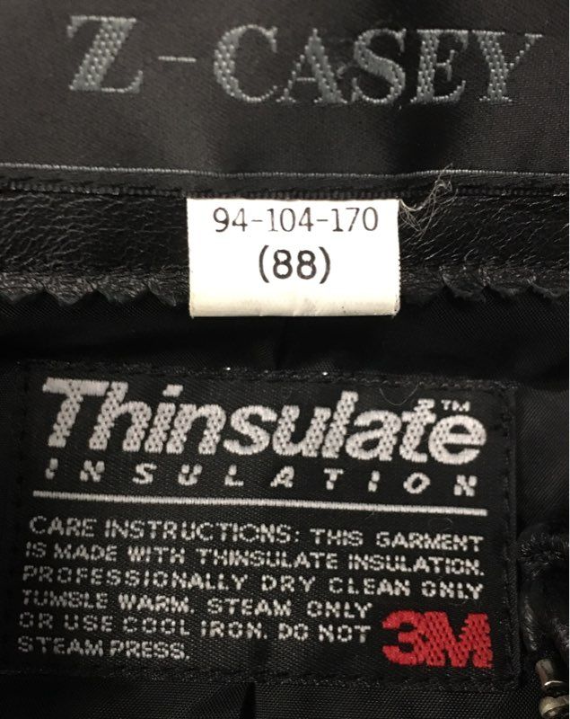 Z-Casey Women's Black Thinsulate Insulated Lambskin Leather Jacket Sz 88 XL