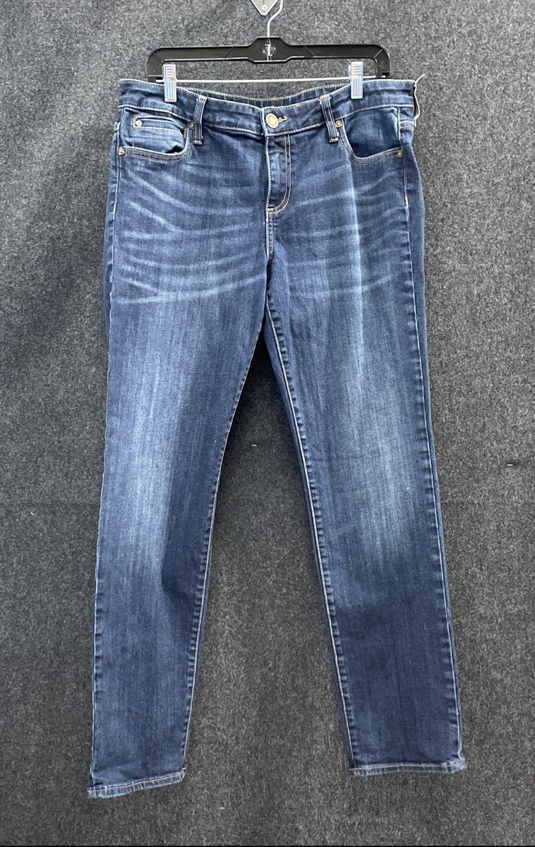 Kut from the Kloth Women's Catherine Boyfriend Jeans Dark Wash Whiskered Size L