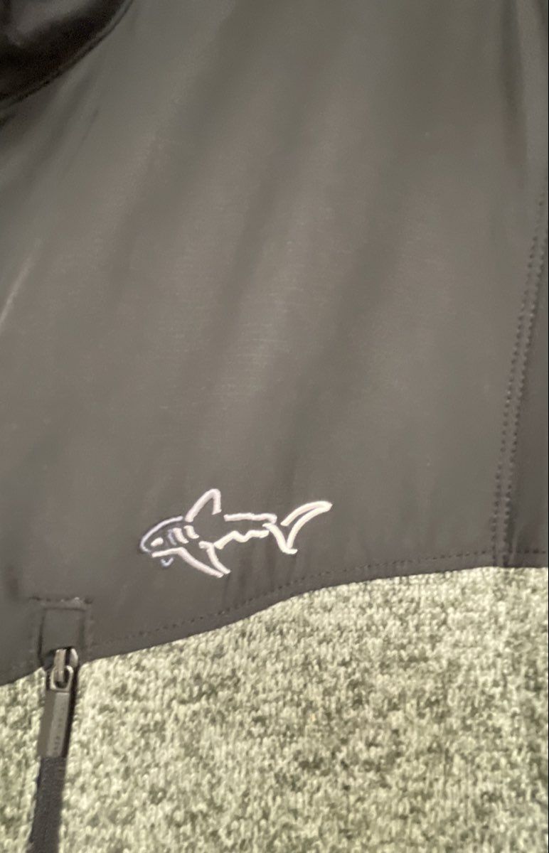 Greg Norman Attack Life Men's Gray Black Full Zip Mixed Media Shark Vest Sz L