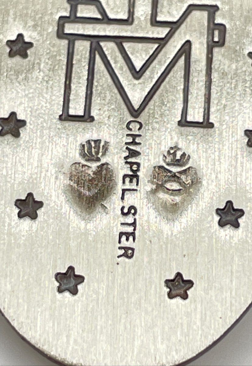925 Sterling Silver (Mkd. Chapel Sterling) Miraculous Medal Mary Pendant 8.1g