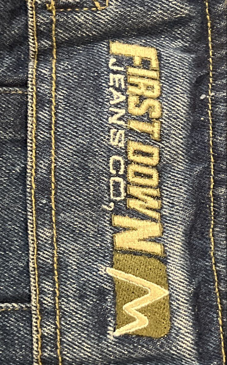 Vintage 90s First Down Men's Blue Baggy Cargo Denim Jeans Multi-Pocket Sz 38x34