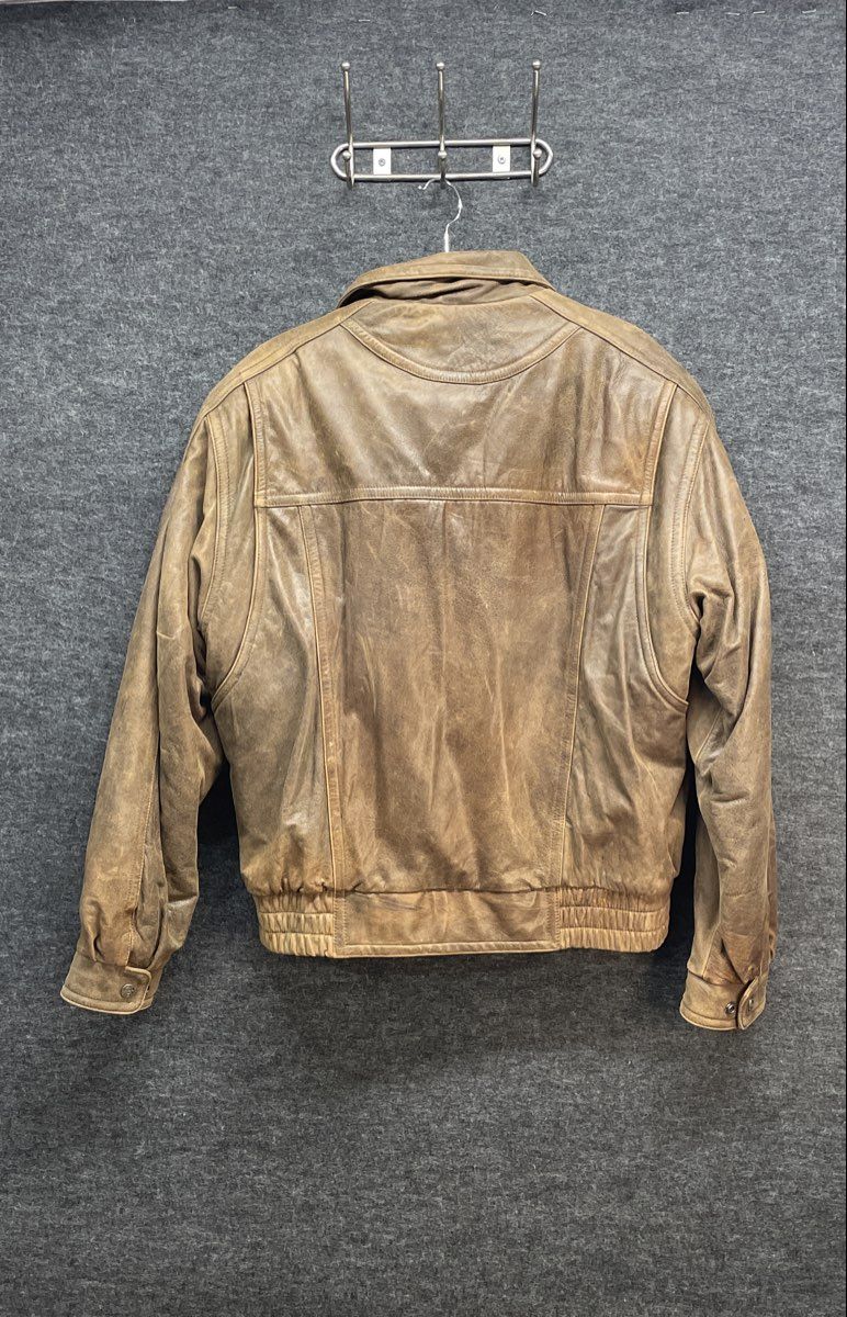 Wilsons Leather Men's Brown Distressed Insulated Bomber Jacket Vintage 90s Sz M