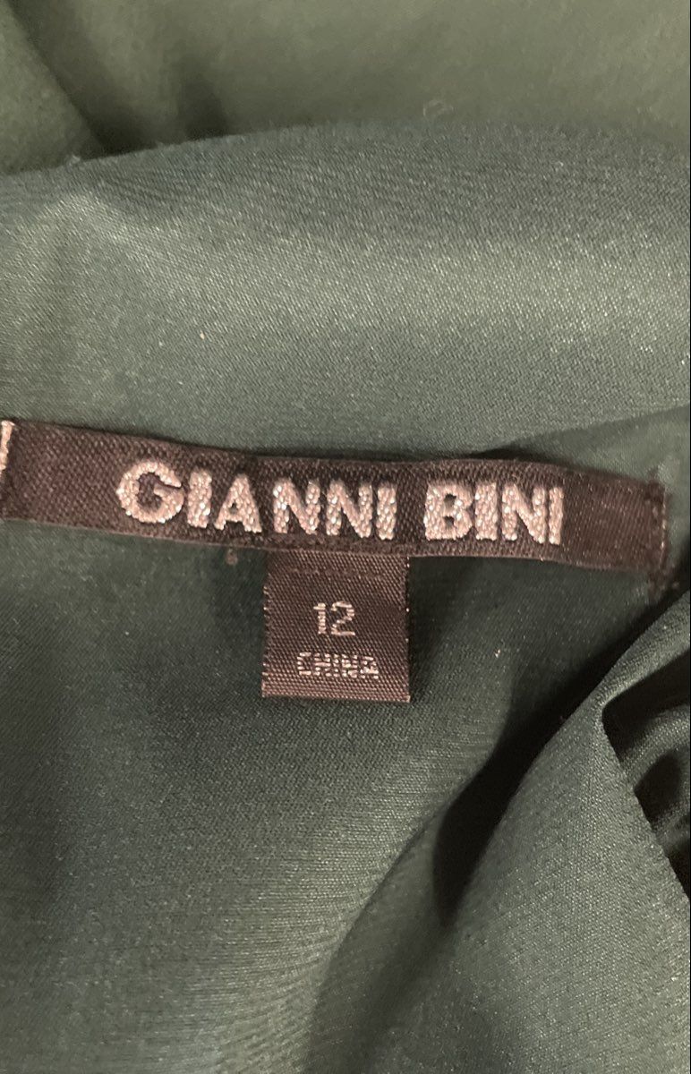 Gianni Bini Women's Green Wrap Front Pleated Cocktail Dress Sz 12