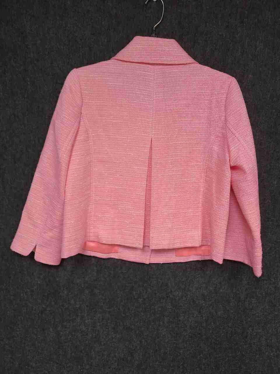 Lilly Pulitzer Women's Pink Cropped Tweed Peter Pan Collar Jacket Sz 6