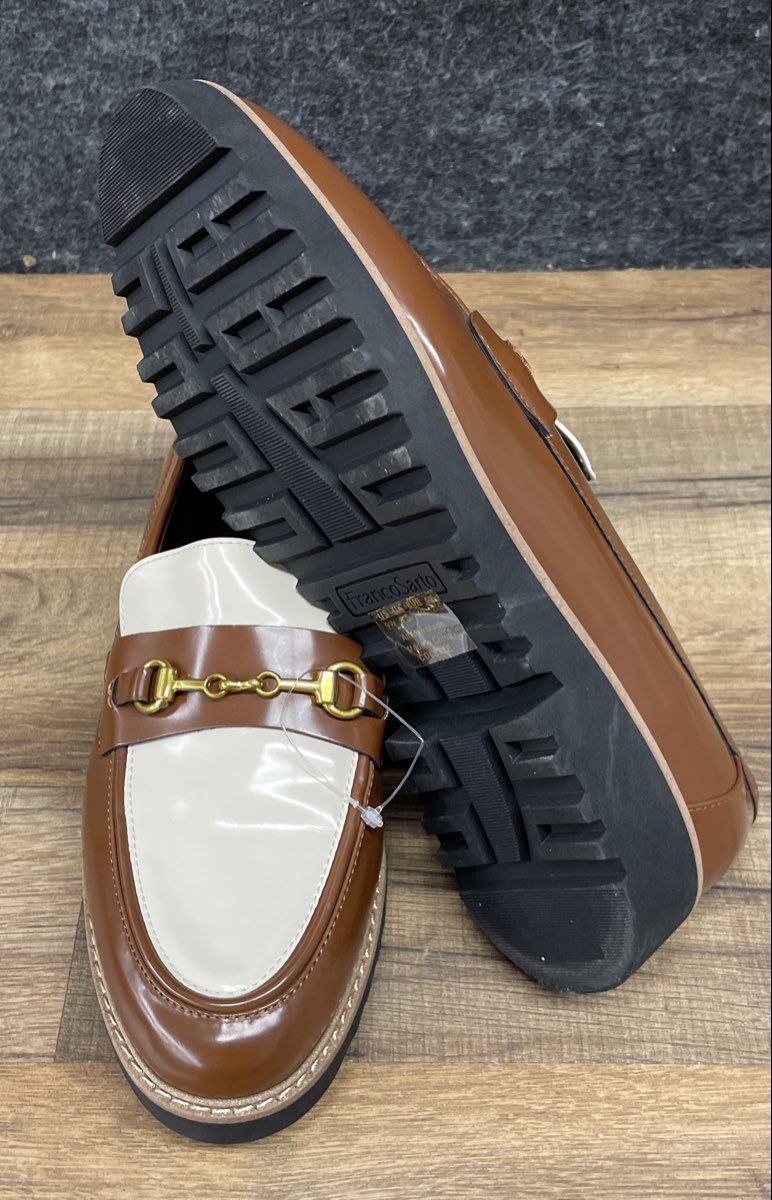 Franco Sarto Colette Brown White Lug Sole Bit Loafers Women's Size 9W