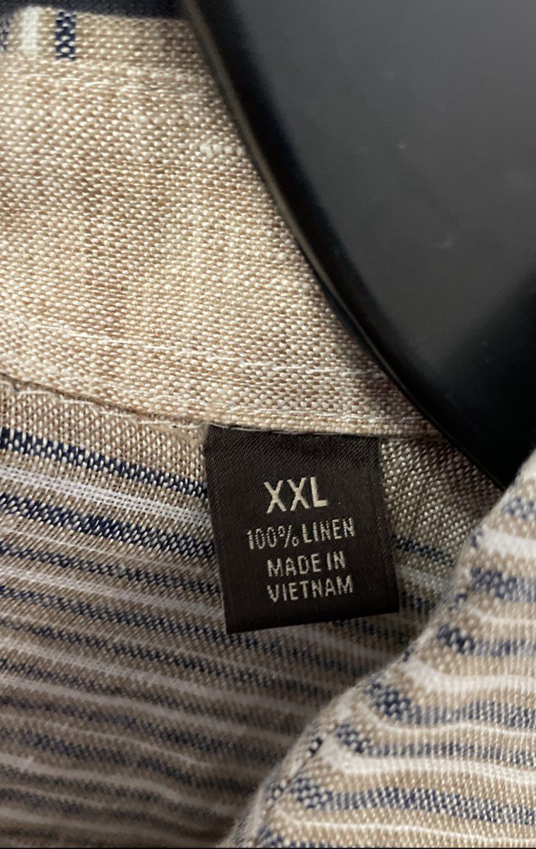 Tasso Elba Island Men's Multicolor Striped 100% Linen Short Sleeve Shirt NWT XXL
