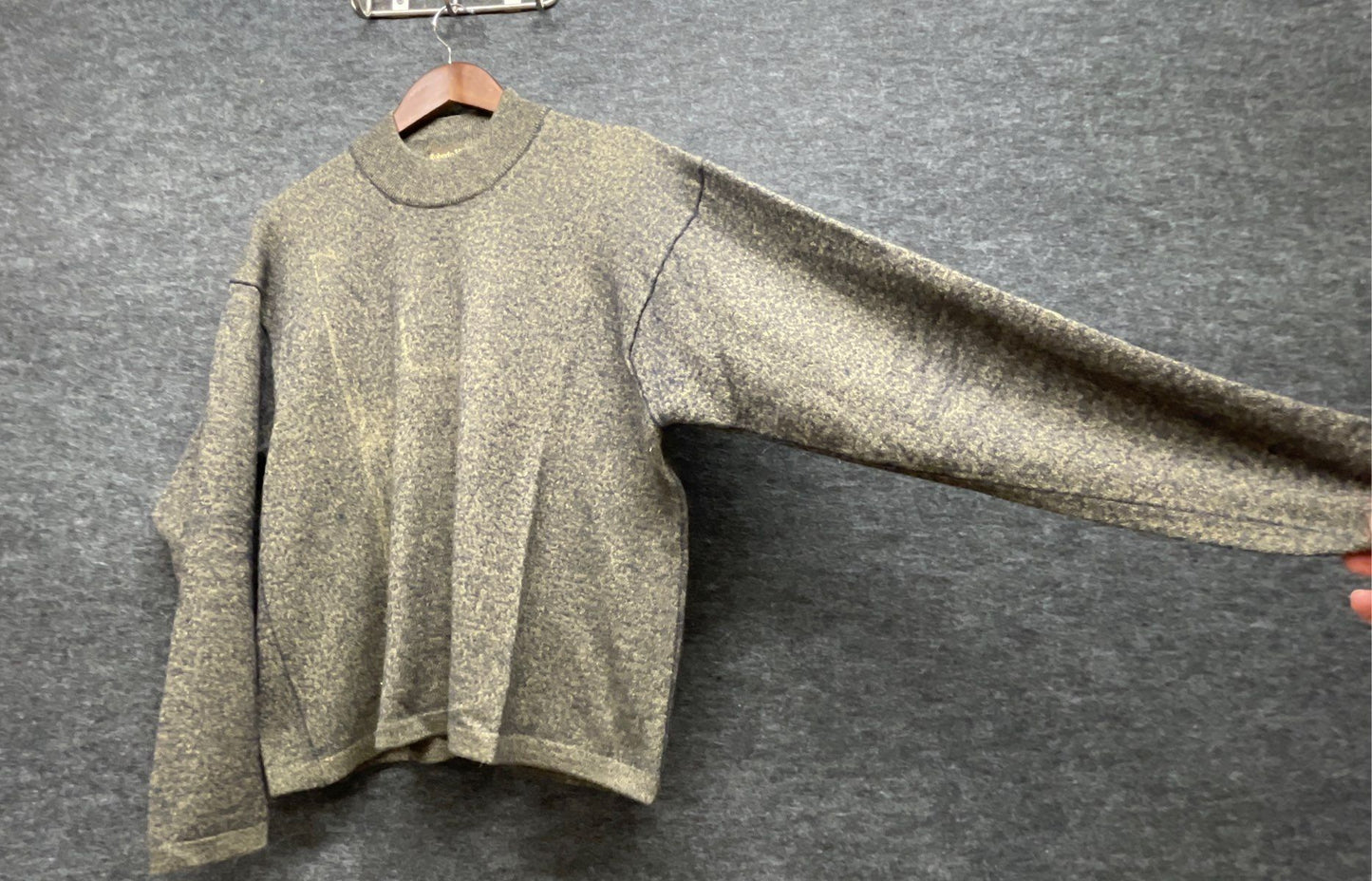 Vintage Y2K Roberto Villini Men's Green Merino Wool Blend Mock Neck Sweater L