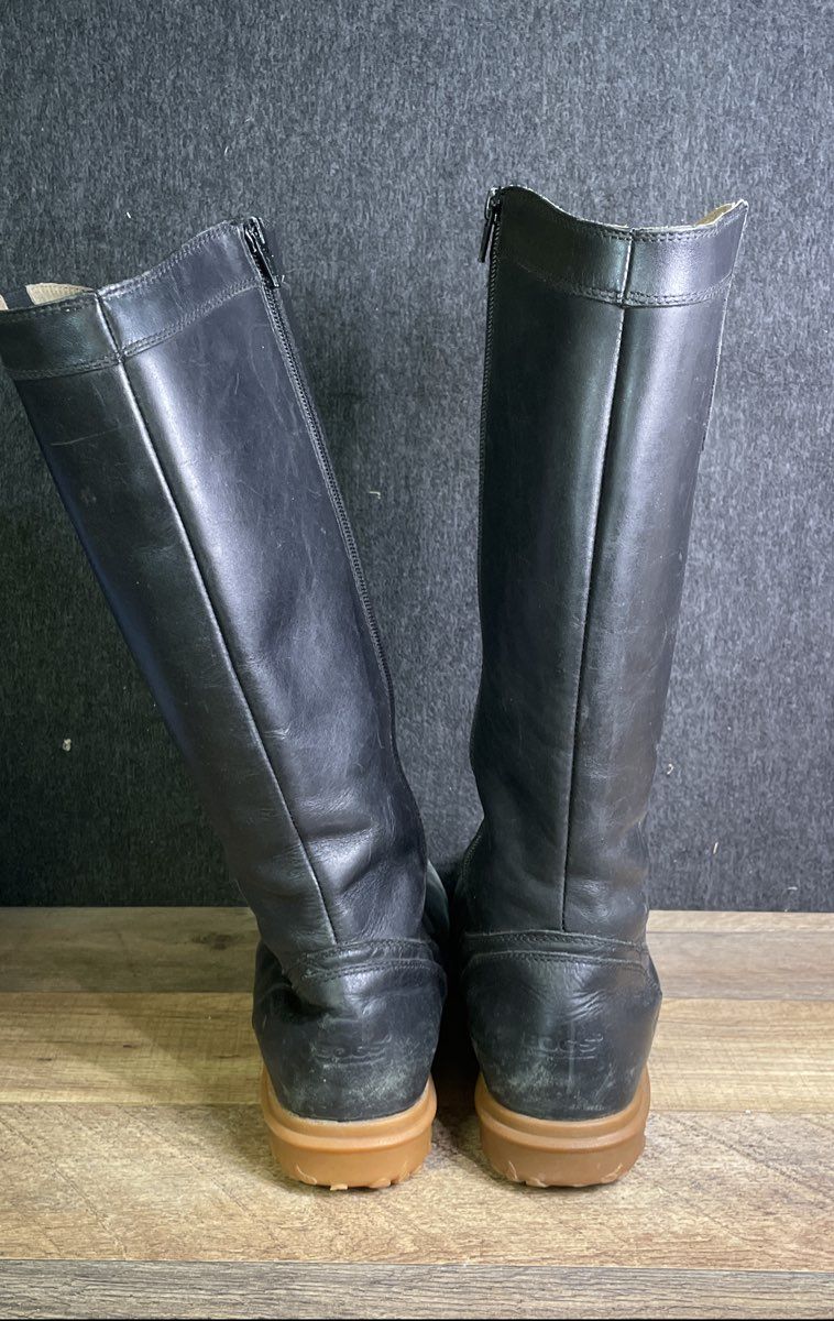 Bogs Pearl Tall Black Leather Waterproof Boots Women's Size 9.5
